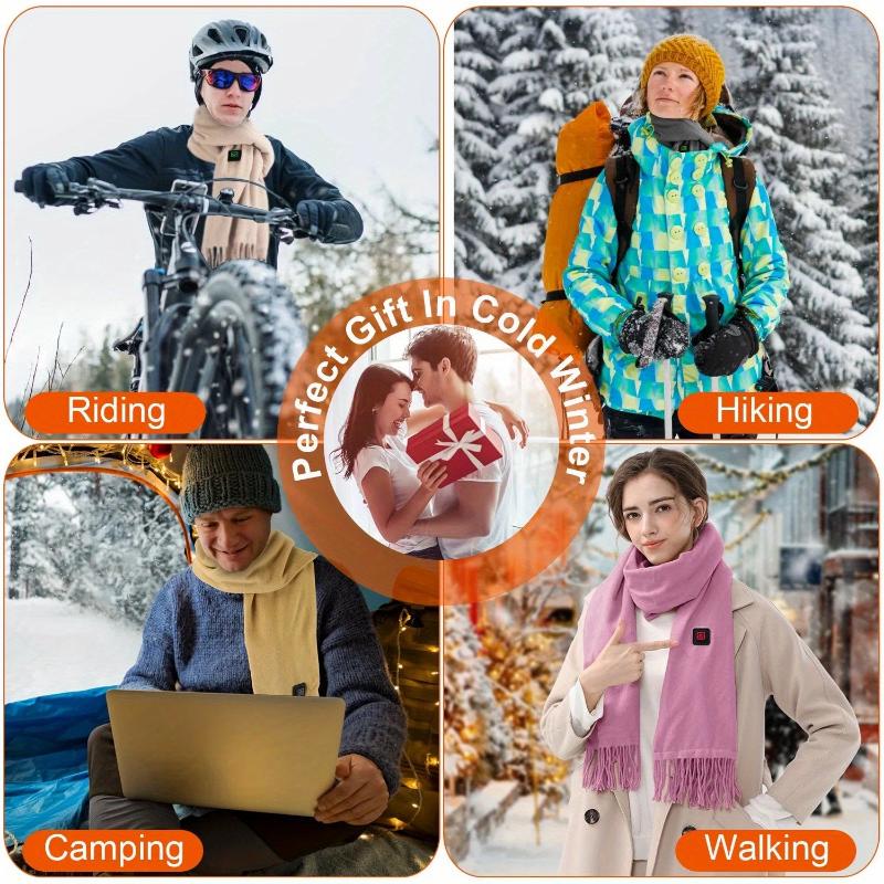 Electric Heated Winter Scarf USB Heating Neck Wrap Unisex Heated Neck Shawl Soft Warm Scarves 3 Heating Modes for Outdoor Cycling Skiing Skating