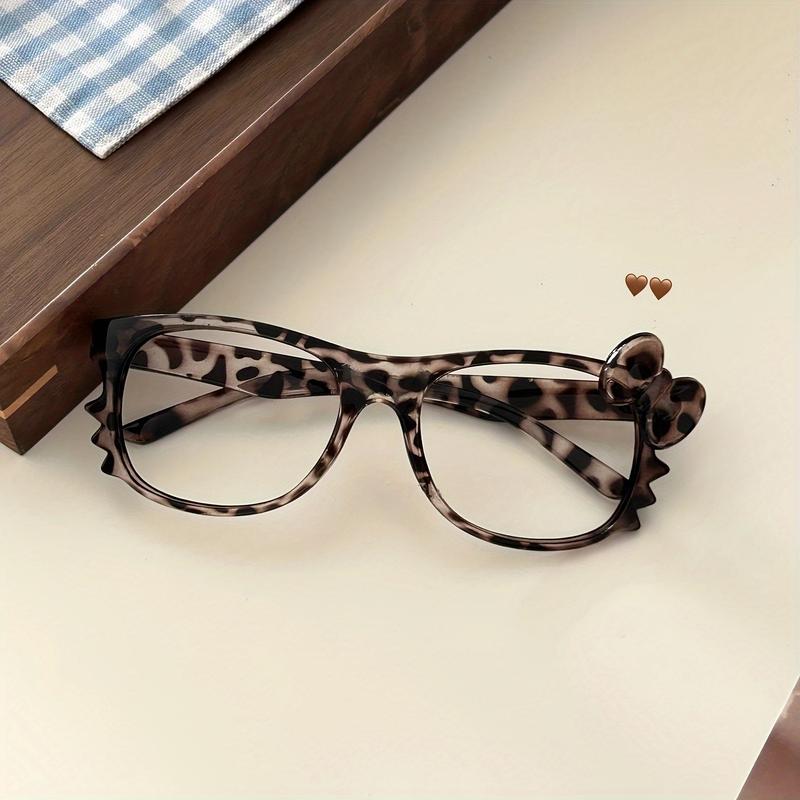 1pc Leopard Print Fashion Large Rim Eyeglass Frame, Y2K Retro Style Cartoon Oval Glasses, Cute Mosaic Brown Cosplay Decorative High-End Women'S Glasses Accessories Gift for Daily Use