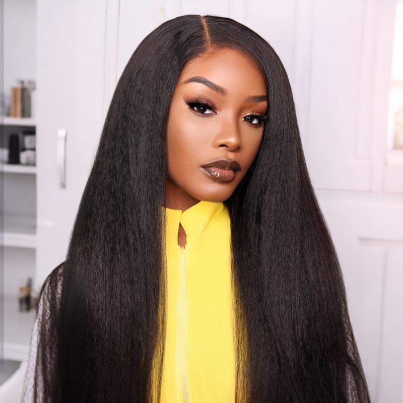 Kinky Straight  Yaki Straight 6*4 Wear Go Glueless Pre Plucked Pre Cut Glueless HD Lace Closure Wig Glueless Human Wig for Beginners BGMgirl