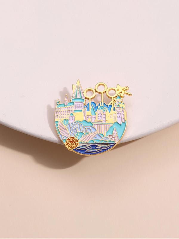 Cartoon Magic Castle Design Brooch, Cute Enamel Pin for Daily Clothing Decor, Trendy All-match & Exquisite Brooch for Birthday Gift