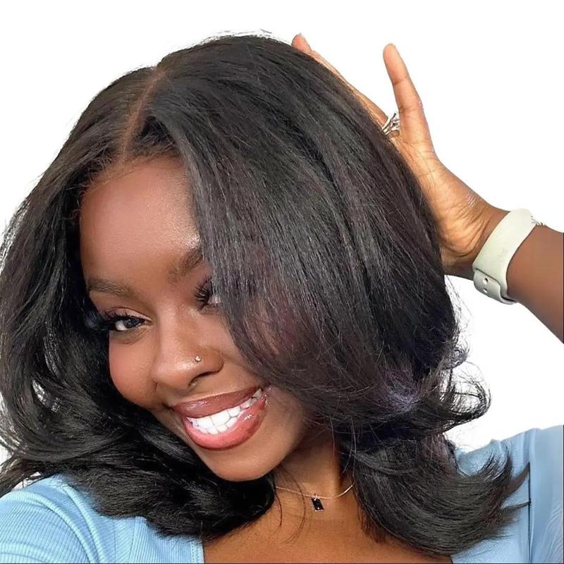 Nadula Yaki Bob Straight Put On & Go Human Hair Glueless Wig - 180% Density, Pre-Cut Lace & Natural Scalp