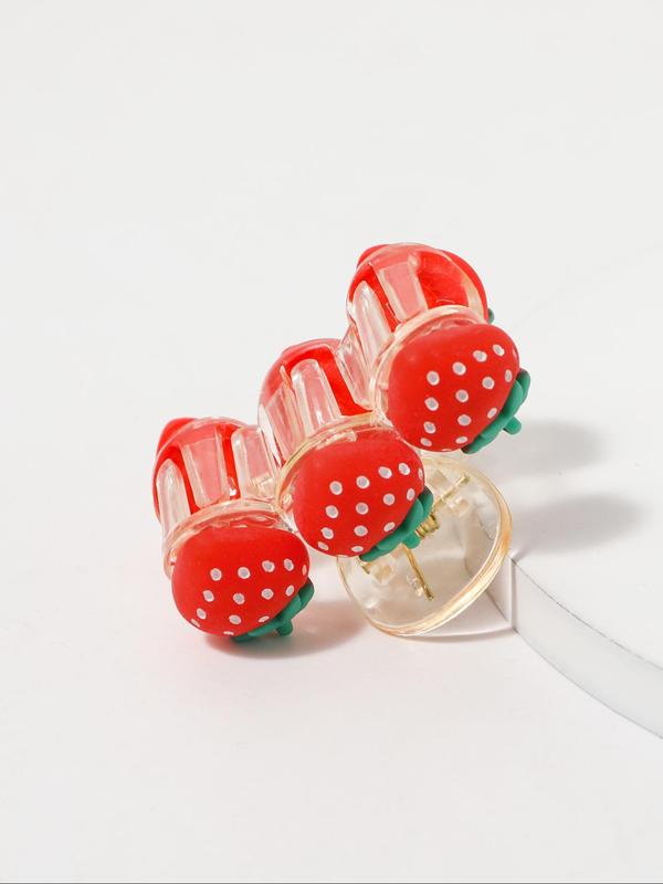 Cute Strawberry Design Hair Claw, Fashionable Plastic Mini Hair Claw Clip Hair Accessories for Women & Girls, Lovely Hairwear for Daily Used