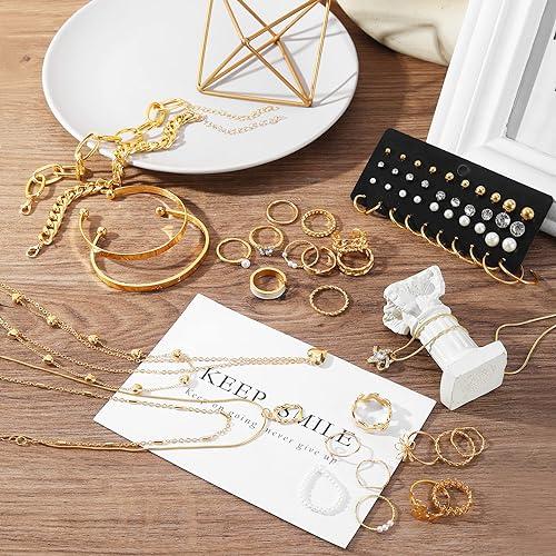 36 PCS Gold Plated Jewelry Set with 4 PCS Necklace, 11 PCS Bracelet.