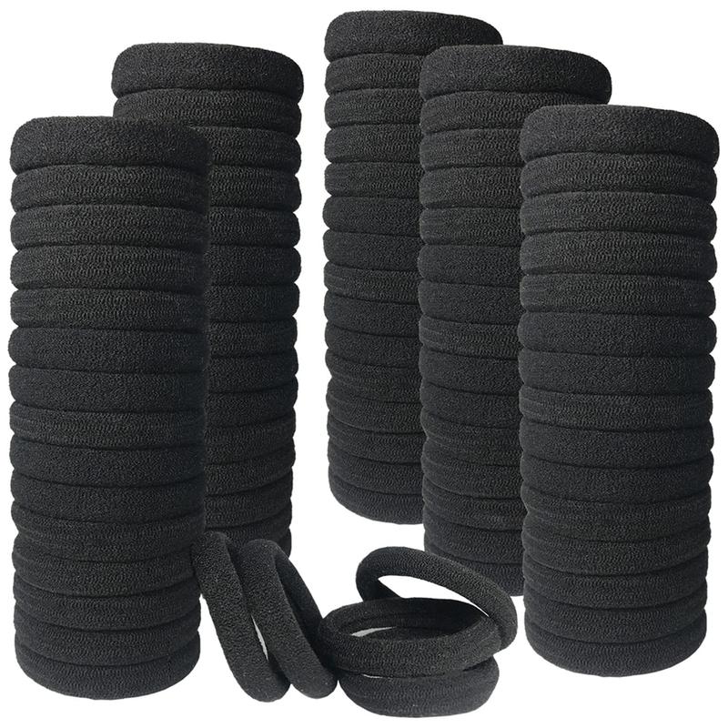 10Pcs Thick Seamless Hair Ties for All Hair Types Black Color