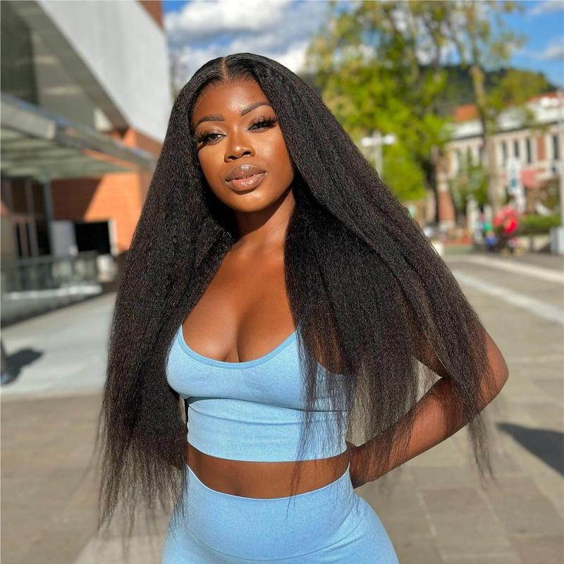 Kinky Straight  Yaki Straight 6*4 Wear Go Glueless Pre Plucked Pre Cut Glueless HD Lace Closure Wig Glueless Human Wig for Beginners BGMgirl