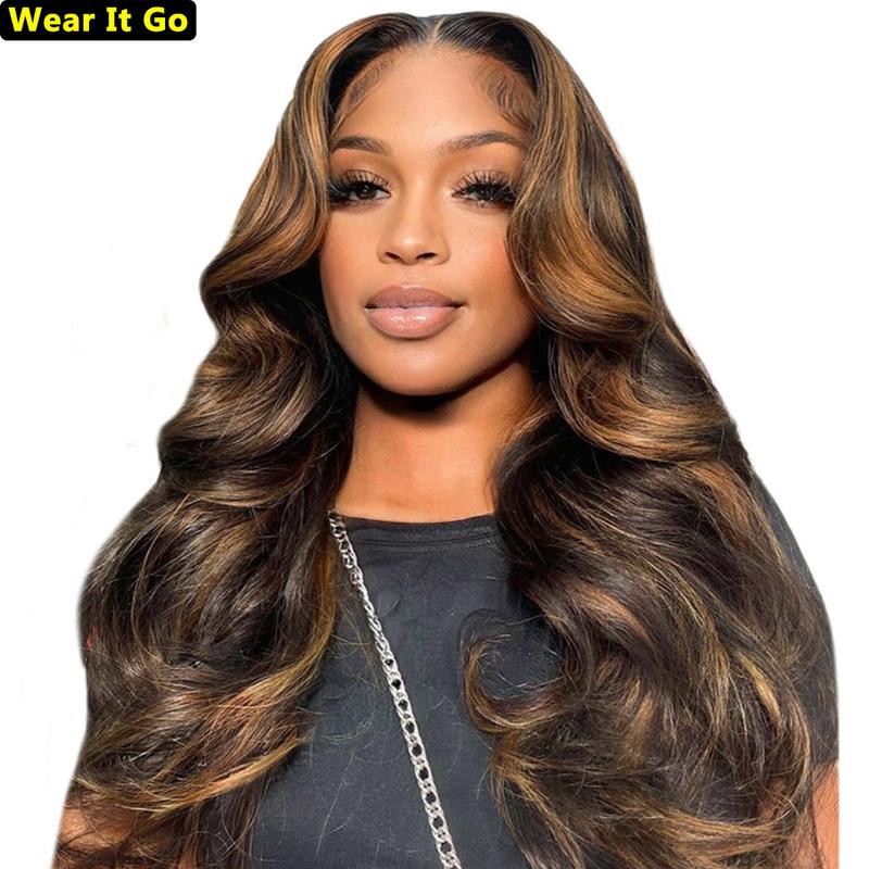 TESLAL  Balayage Wear It and Go Glueless Wig Pre Cut HD Lace 6X6X1 Lace Wig  180% Density Body Wave