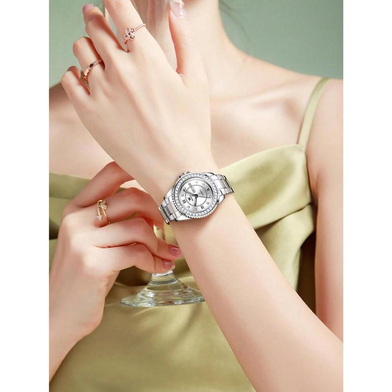 Homely Living  OLEVS. OLEVS Ladies Watch Diamond Dress Quartz Analog Female Watches Stainless Steel Two Tone Waterproof Luminous Day Date For Womens Wrist Watch Gift