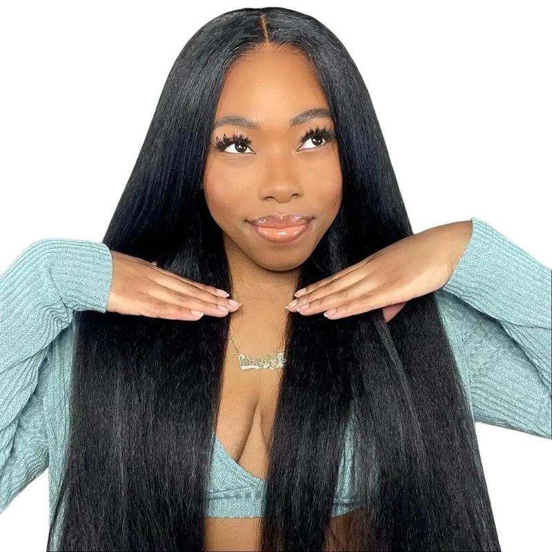 Kinky Straight  Yaki Straight 6*4 Wear Go Glueless Pre Plucked Pre Cut Glueless HD Lace Closure Wig Glueless Human Wig for Beginners BGMgirl