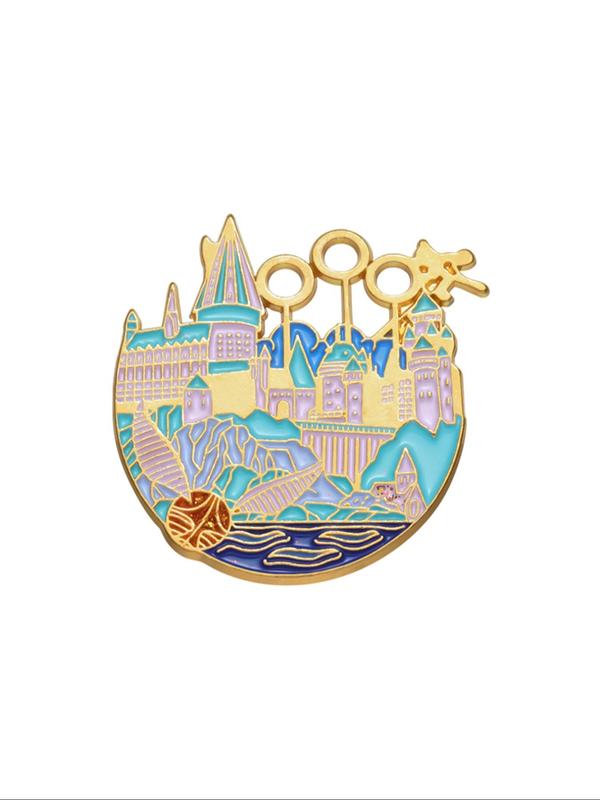 Cartoon Magic Castle Design Brooch, Cute Enamel Pin for Daily Clothing Decor, Trendy All-match & Exquisite Brooch for Birthday Gift