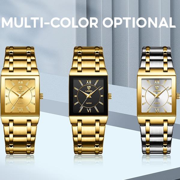 [Livestream Deal] Liebig Frame - Gold Rectangular Stainless Steel Quartz Wristwatch for Men