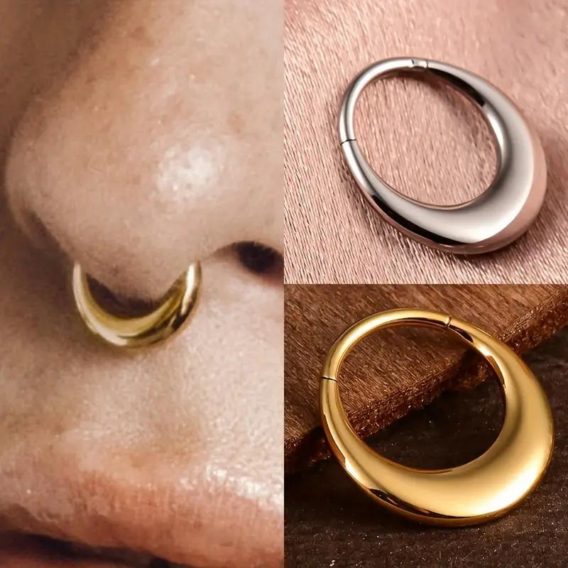 316L Stainless Steel Septum Rings Hoop for Women, 10mm Stainless Steel Segment Nose Rings for Men, Cartilage Clicker Hoop Earrings for Rook, Daith, Tragus