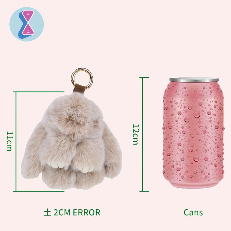 bunnylulu Handmade Fluffy BunnyPomPom Keychain with Tin Box,Gifts for Christmas present，Holiday woman key perfect gift fashion keychain, gifts for mom