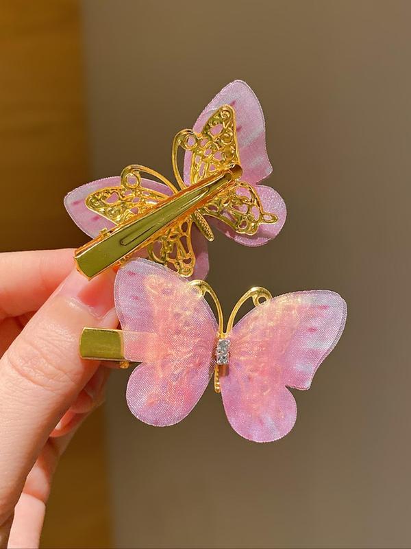 Cute Ombre Butterfly Design Hair Clips, Colorful Hair Accessories for Girls, Fashion Hair Accessories for Party, Daily Clothing Decor