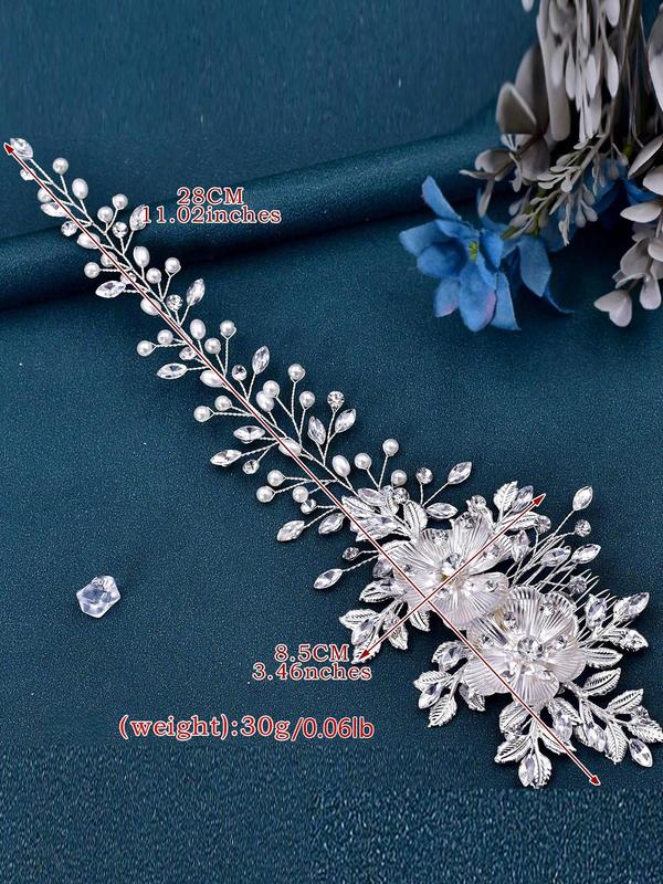 Elegant Flower Design Rhinestone Decorated Hair Band,  Bridal Headwear for Wedding Bridal Party Formal Occasions, Minimalist Headwear Suitable for Hair, Fashion Hair Accessories for Women