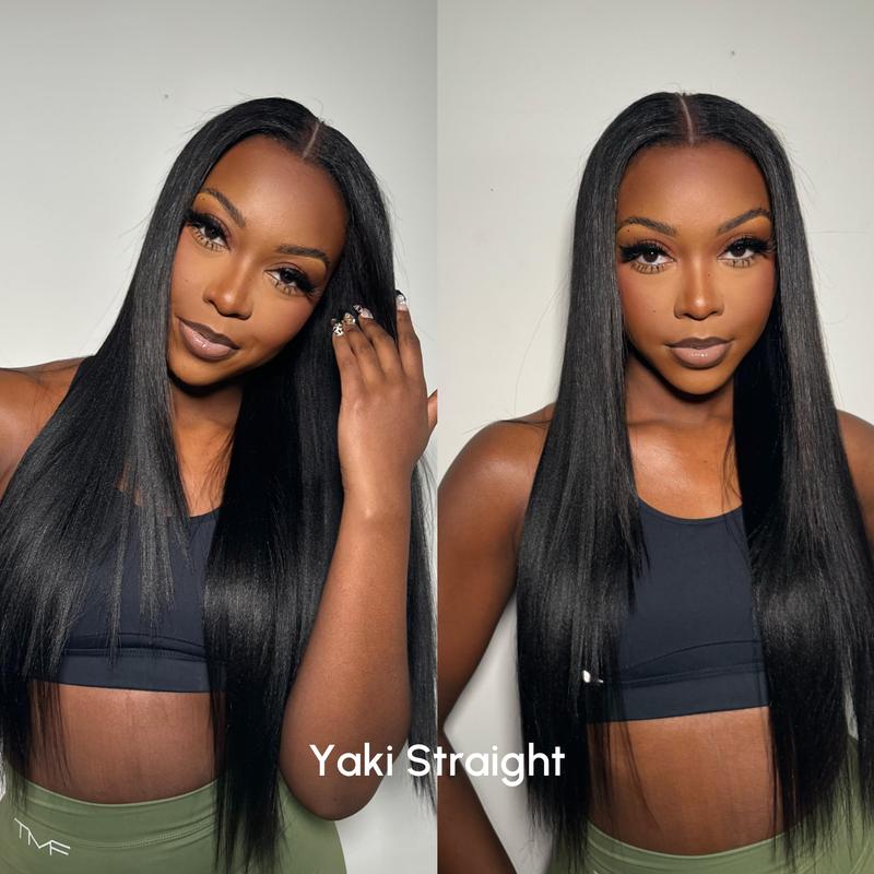 UNice Upgrade EasiContour V Part Glueless Yaki Kinky Straight Wig Beginner Friendly 100% Human Hair