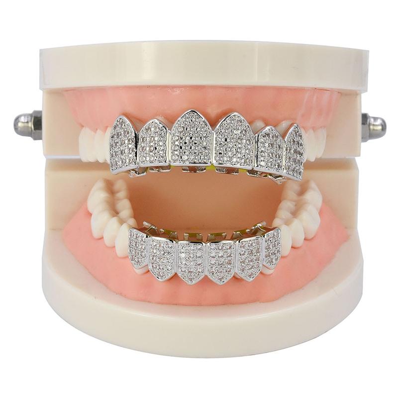 Unisex 8 Teeth zircon Grills For Men&Women HipHop Accessories zircon Grills Set Fashion Accessories Unisex Zircon Grillz Hip-Hop Accessories