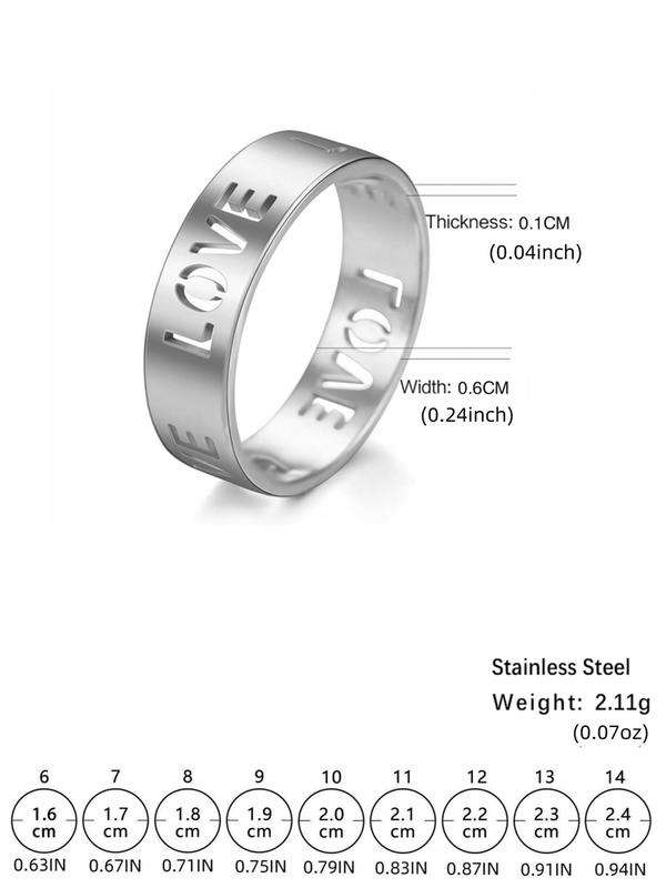 Fashionable All-match Hollow out Letter Design Stainless Steel Ring,  New Trend Letter Design Ring, Casual Jewelry for Women, Engagement Gift