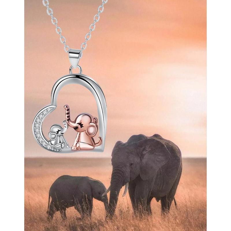 Women's Cute Elephant Heart Necklace | Trendy Couple & Parent-Child Design | Perfect Gift for Girlfriend, Daughter,Loved One & Mother for BirthdaysF05