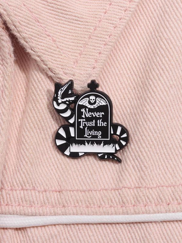 Never Trust The Living Letter Design Brooch, Fashion Accessories for Women & Men, Creative Gift, Suitable for Backpacks, Jeans, Scarves, Hats Decoration