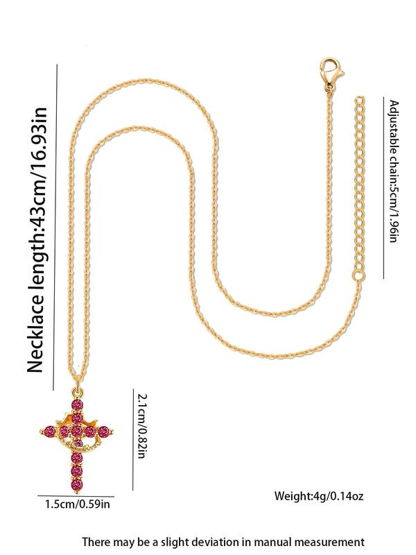 Fashionable Hollow Out Crown & Cross Design Pendant Necklace for Women, Trendy All-match & Exquisite Jewelry for Birthday Gift