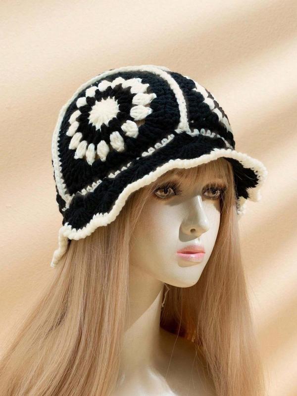 Colorblock Letter Print Knit Hat, Street Style Bucket Hat for Women & Men, Fashion Accessories for Party, Daily Clothing Decor, Back To School Beach Essentials