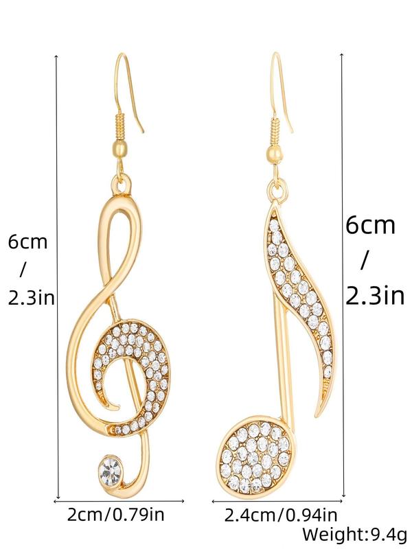 Women's Elegant Rhinestone Decor Dangle Earrings, Fashionable Music Note Design Dangle Earrings for Women for Party, Daily Decor, Trendy All-match & Exquisite Jewelry for Birthday Gift