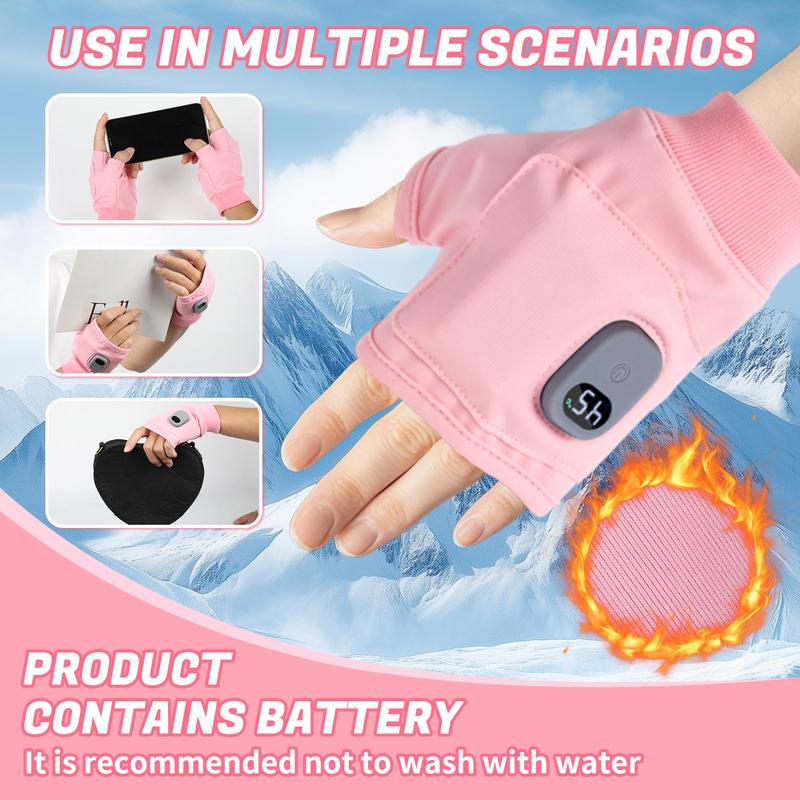 Portable Heating Gloves with Digital Display, 1 Pair Rechargeable Hand Warmer, Heated Gloves with Three Temperature Modes for Home Use