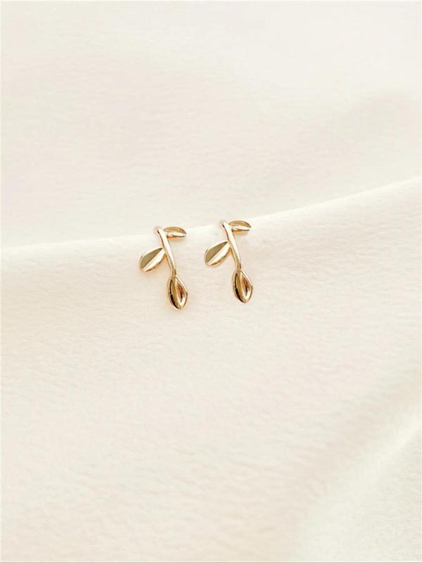 Leaf Design Stud Earrings, Cute Simple Ear Jewelry for Women, Fashion Jewelry for Party, Daily Clothing Decor, Trendy All-match & Exquisite Jewelry