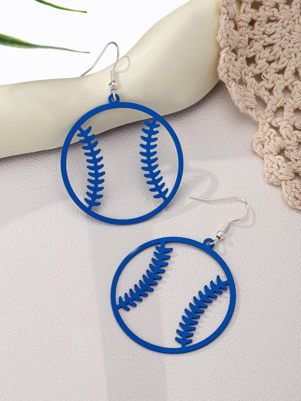 Hollow Out Baseball Design Dangle Earrings, Fashionable Jewelry for Women, Trendy All-match Jewelry for Beach, Party, Daily Clothing Decor, Exquisite Jewelry for Birthday Gift