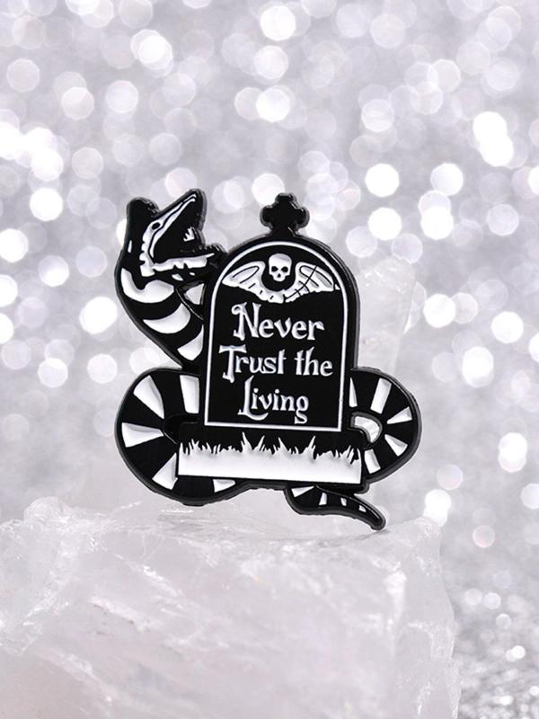 Never Trust The Living Letter Design Brooch, Fashion Accessories for Women & Men, Creative Gift, Suitable for Backpacks, Jeans, Scarves, Hats Decoration