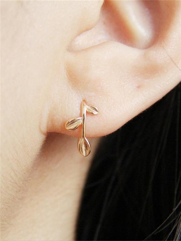 Leaf Design Stud Earrings, Cute Simple Ear Jewelry for Women, Fashion Jewelry for Party, Daily Clothing Decor, Trendy All-match & Exquisite Jewelry