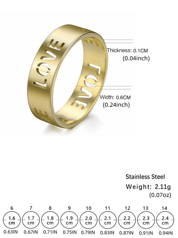 Fashionable All-match Hollow out Letter Design Stainless Steel Ring,  New Trend Letter Design Ring, Casual Jewelry for Women, Engagement Gift