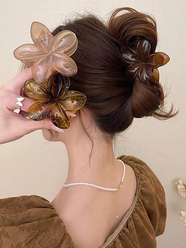 Vintage Flower Design Hair Claws, Elegant Hair Accessories for Women & Girls, Minimalist Headwear Suitable for Thick Hair