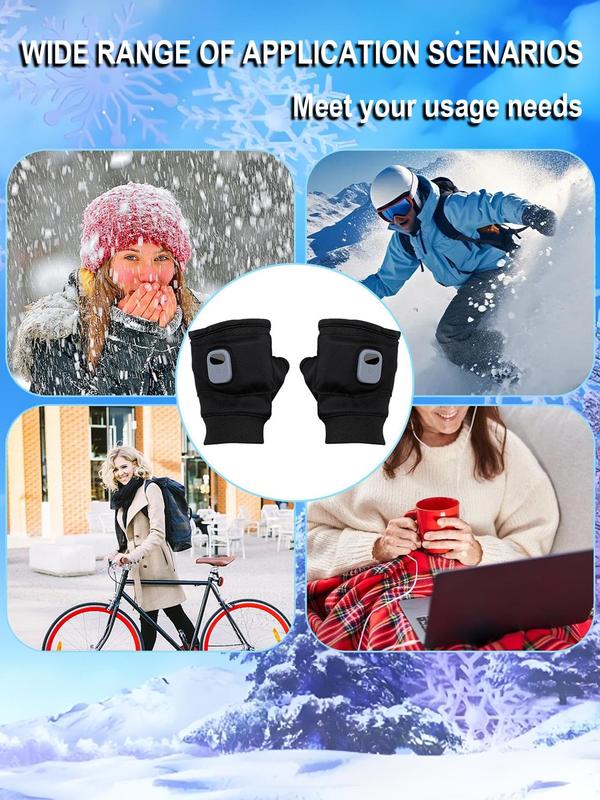 USB Rechargeable Heated Gloves, 3-level Temperature Control Fingerless Heating Gloves, Winter Hand Warmer for Work Cycling Skiing Outdoor Snow