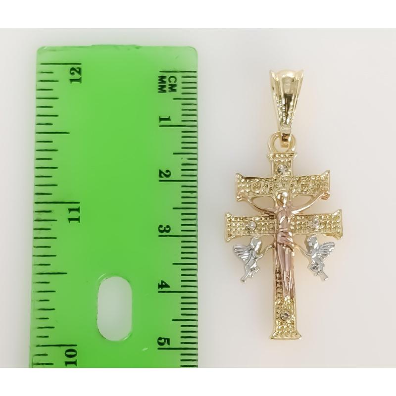 Plated Tri-Color Holy Cross of Caravaca Pendant