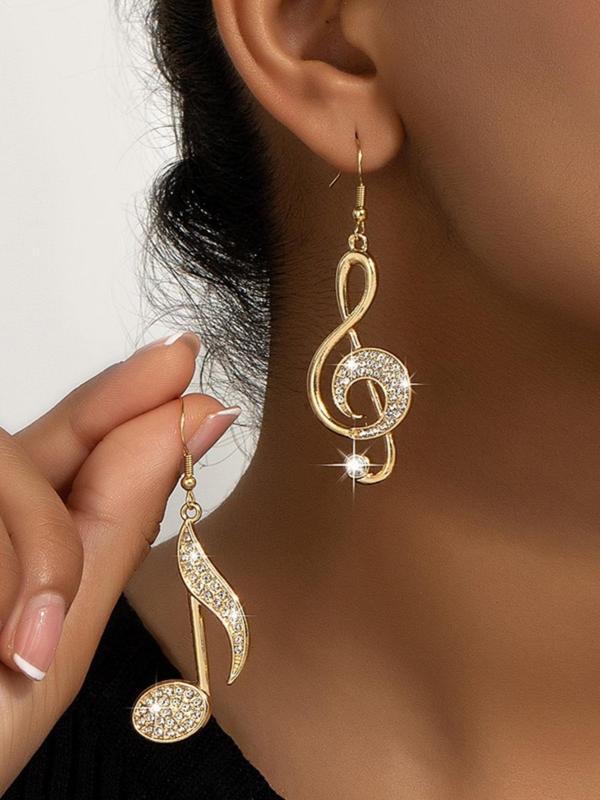 Women's Elegant Rhinestone Decor Dangle Earrings, Fashionable Music Note Design Dangle Earrings for Women for Party, Daily Decor, Trendy All-match & Exquisite Jewelry for Birthday Gift