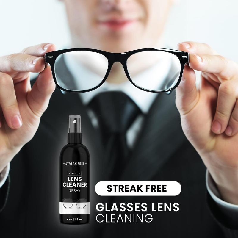 Eyeglass Cleaner Spray - No Streaks Technology with  Cleaning Cloth- Glasses Cleaning Kit - Glasses Cleaner Spray with Lens Cleaner Cloth - Screen & Eye Glasses Kit - 8oz (4ozx2)