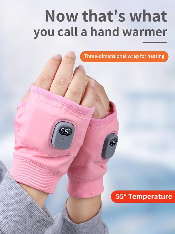 USB Rechargeable Heated Gloves, 3-level Temperature Control Fingerless Heating Gloves, Winter Hand Warmer for Work Cycling Skiing Outdoor Snow