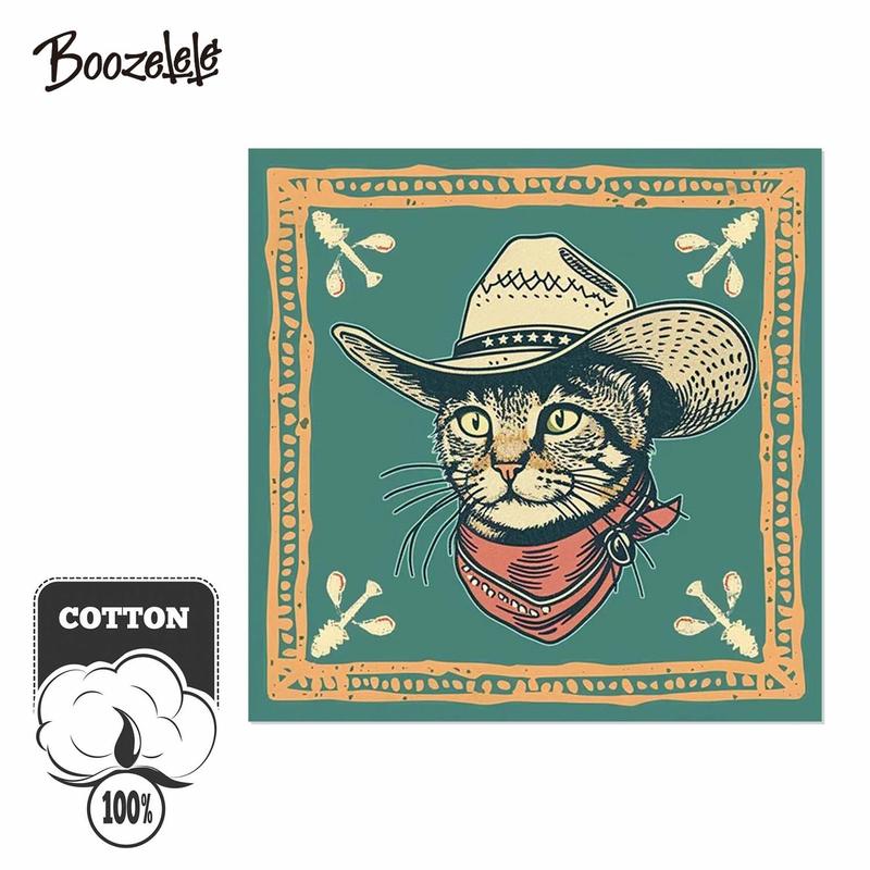 Men Western VIntage Cowcat Cowboy Cat Cotton Bandana