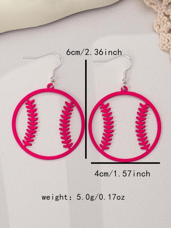 Hollow Out Baseball Design Dangle Earrings, Fashionable Jewelry for Women, Trendy All-match Jewelry for Beach, Party, Daily Clothing Decor, Exquisite Jewelry for Birthday Gift