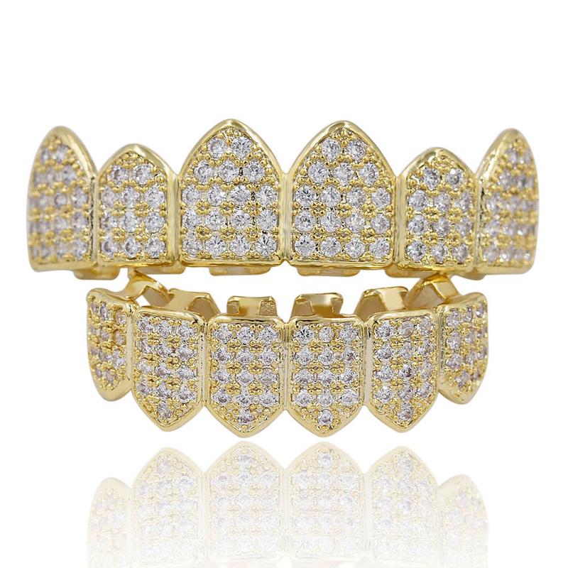 Unisex 8 Teeth zircon Grills For Men&Women HipHop Accessories zircon Grills Set Fashion Accessories Unisex Zircon Grillz Hip-Hop Accessories