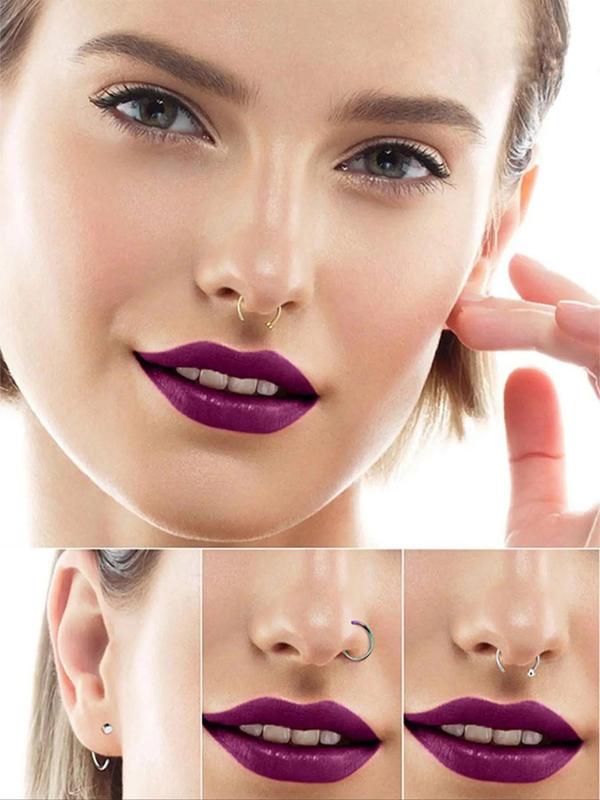 Minimalist Stainless Steel Nose Ring, Non Piercing Nose Ring, Fashion Nose Rings, Body Piercing Jewelry for Women & Men