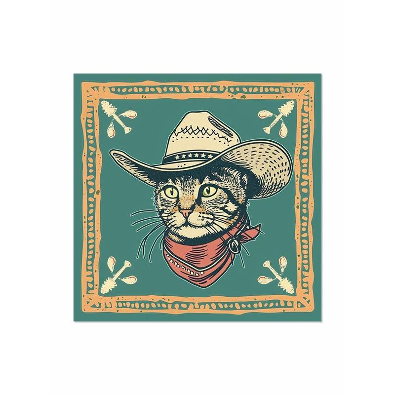 Men Western VIntage Cowcat Cowboy Cat Cotton Bandana