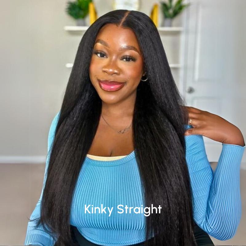 UNice Upgrade EasiContour V Part Glueless Yaki Kinky Straight Wig Beginner Friendly 100% Human Hair