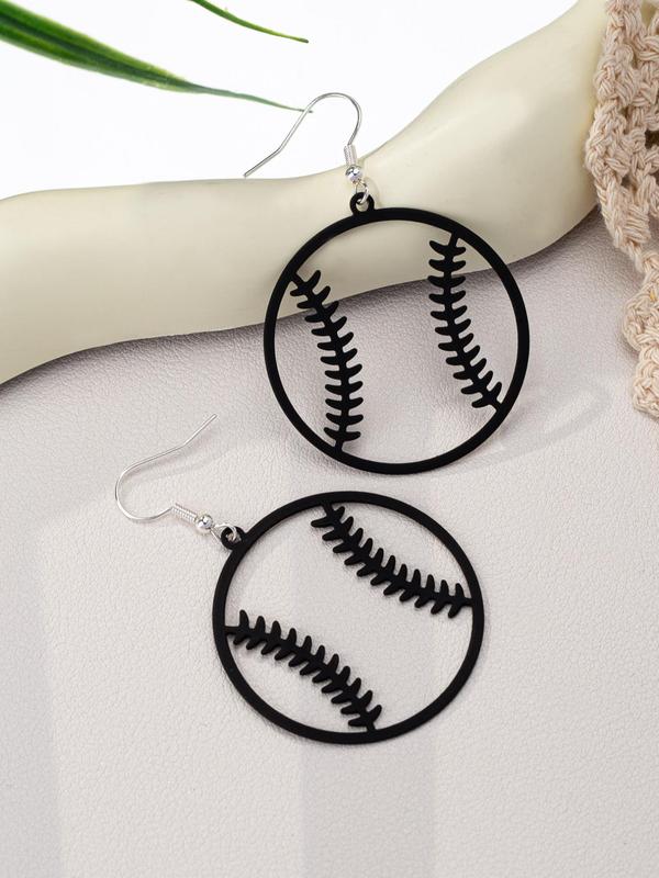 Hollow Out Baseball Design Dangle Earrings, Fashionable Jewelry for Women, Trendy All-match Jewelry for Beach, Party, Daily Clothing Decor, Exquisite Jewelry for Birthday Gift