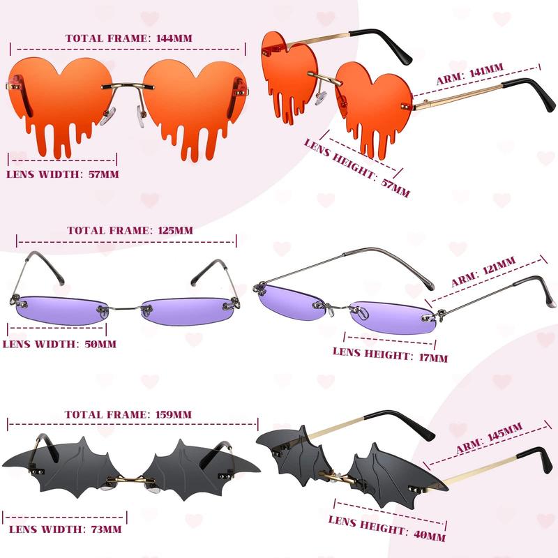 8 Pairs Irregular Sunglasses Set Heart Sunglasses Flame Cloud Butterfly Star Rimless Sunglasses Party Favors