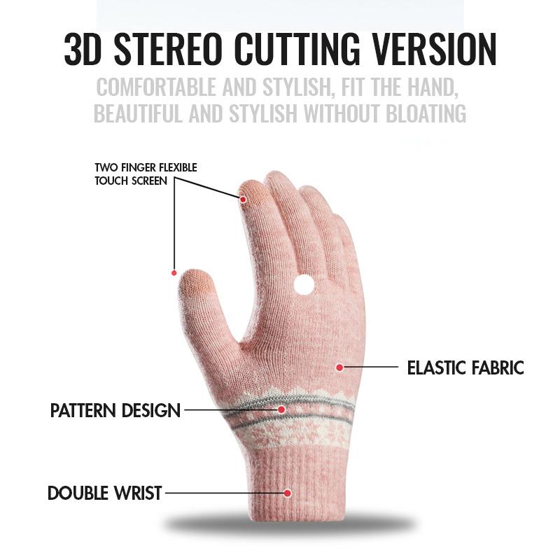 Winter Warm Touch Screen Gloves Women Stretchy Knitting Mittens Acrylic Full Finger Gloves Female Ladies Knitted Winter Gloves