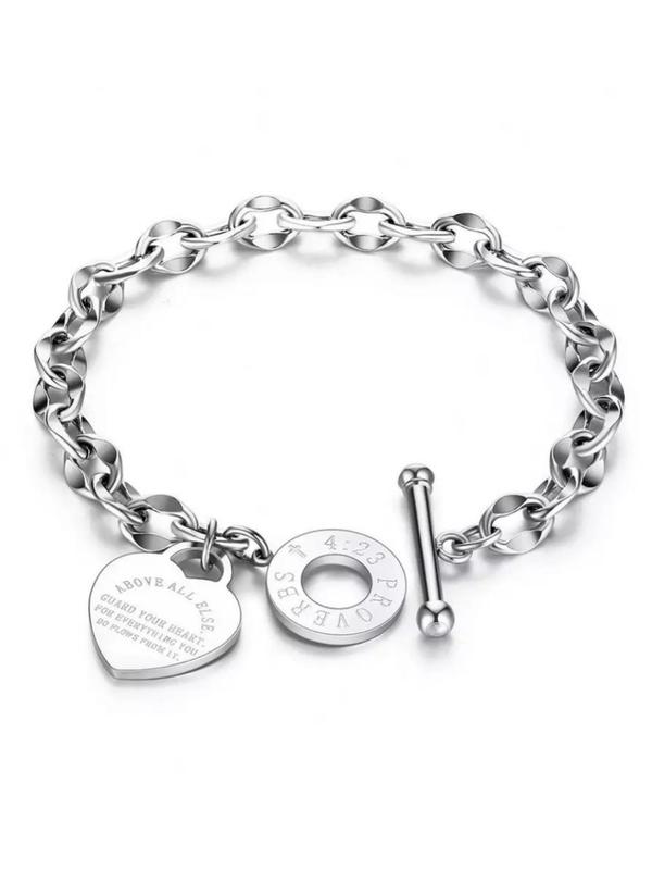 Women's Elegant Letter & Heart Design Bracelet, Exquisite Trendy Bracelet, Fashionable Jewelry for Women & Girls As Gift