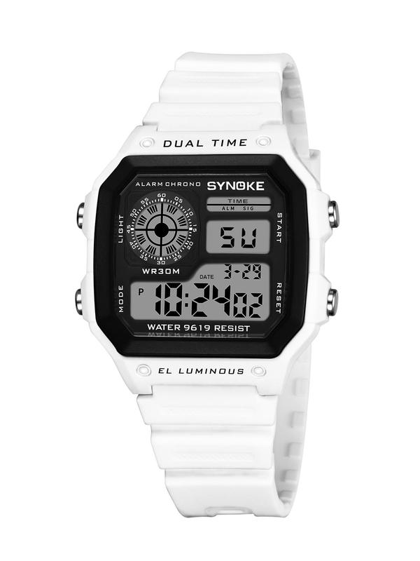 Men's Sporty Digital Watch with Luminous Dial & Alarm Mode for Gift, Fashion Casual Watch with with Date Display & Stopwatch Timing, Trendy Analog-digital Wristwatch As Gift Without Box