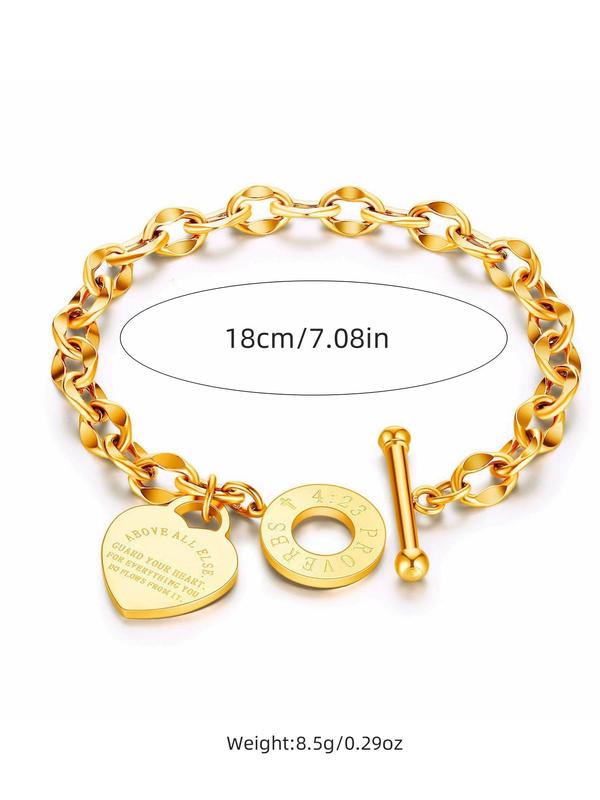 Women's Elegant Letter & Heart Design Bracelet, Exquisite Trendy Bracelet, Fashionable Jewelry for Women & Girls As Gift